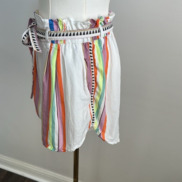 Lemlem H&M Womens High Waist Lightweight Breathable Linen Blend Stripe Shorts S - Picture 4 of 13